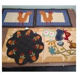 Handmade Country Folk Art Quilted Craft Collection - including a felted wool medallion