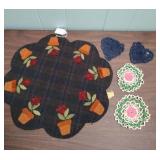 Handmade Country Folk Art Quilted Craft Collection - including a felted wool medallion