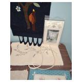 Handcrafted Applique, Quilted, and Embroidered Items, includes a Felted Wool runner/medallion