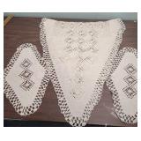 White Crochet Table Runner with Diamond Pattern