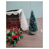 Christmas Decorations Bundle with Chimney Box and two small trees and more