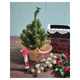 Christmas Decorations Bundle with Chimney Box and two small trees and more