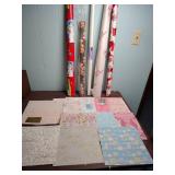 Assortment of Mixed Occasion and Holiday Gift Wrap - rolls and sheets