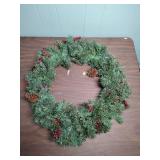 Christmas Pine Garland with Red Berries and Pinecones wreath