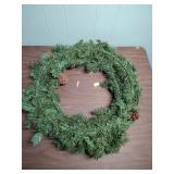 Christmas Pine Garland with Red Berries and Pinecones wreath