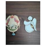 Miscellaneous Christmas Ornament Collection and a small winter scene tin