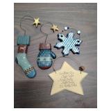 Miscellaneous Christmas Ornament Collection and a small winter scene tin