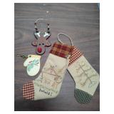 Miscellaneous Christmas Ornament Collection and a small winter scene tin