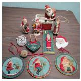 Santa themed Christmas Ornament Collection and a small ceramic Santa planter