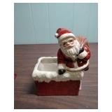 Santa themed Christmas Ornament Collection and a small ceramic Santa planter