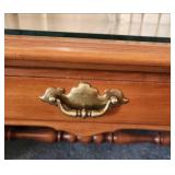 Vintage Young Reuplic Traditional Maple Coffee Table with Glass Top 46W x 20D x 16H - Excellent Condition - very little if any finish wear