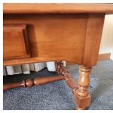 Vintage Young Reuplic Traditional Maple Coffee Table with Glass Top 46W x 20D x 16H - Excellent Condition - very little if any finish wear