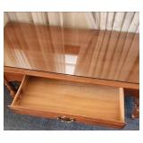 Vintage Young Reuplic Traditional Maple Coffee Table with Glass Top 46W x 20D x 16H - Excellent Condition - very little if any finish wear