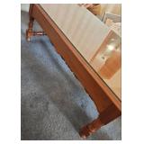 Vintage Young Reuplic Traditional Maple Coffee Table with Glass Top 46W x 20D x 16H - Excellent Condition - very little if any finish wear