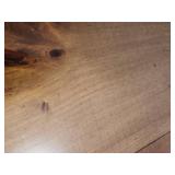 Wood square bistro table with black antiqued paint finished legs and wood top. 29"W x 29.25"D x 29"H - good condition. A couple very small scratches on the top.