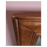 Large Wood Mirror with dresser mounts from Willard Mirrors - 46 1/4" W x 34.5" H. Remove the mounts and use it as a wall mirror!  Very good condition, minor scratches on edge of frame