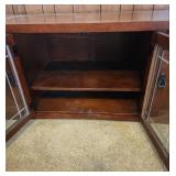 Mission Style Wood Media Cabinet / TV Stand with glass doors with Pull-out Storage for discs.  50"W x 21"D x 24"H.  Very sturdy / heavy