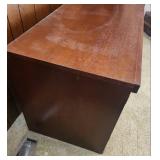 Mission Style Wood Media Cabinet / TV Stand with glass doors with Pull-out Storage for discs.  50"W x 21"D x 24"H.  Very sturdy / heavy