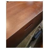 Mission Style Wood Media Cabinet / TV Stand with glass doors with Pull-out Storage for discs.  50"W x 21"D x 24"H.  Very sturdy / heavy