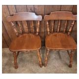 2 Vintage Solid Wood Dining Chairs - Very good condition, sturdy. Only a few minor scratches.  17.5"W x 16.75" D x 29 5"H. Seat height 17"