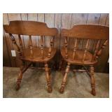 2 Vintage Solid Wood Dining Chairs - Very good condition, sturdy. Only a few minor scratches.  17.5"W x 16.75" D x 29 5"H. Seat height 17"