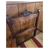 Vintage Victorian Walnut Armchair with Striped Upholstery 21"W x 19"D x 38.25"H. Seat height 19".  Very good condition, sturdy