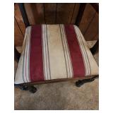 Vintage Victorian Walnut Armchair with Striped Upholstery 21"W x 19"D x 38.25"H. Seat height 19".  Very good condition, sturdy