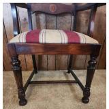 Vintage Victorian Walnut Armchair with Striped Upholstery 21"W x 19"D x 38.25"H. Seat height 19".  Very good condition, sturdy