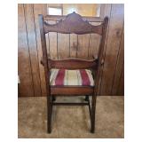 Vintage Victorian Walnut Armchair with Striped Upholstery 21"W x 19"D x 38.25"H. Seat height 19".  Very good condition, sturdy