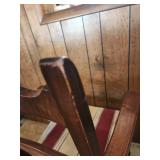 Vintage Victorian Walnut Armchair with Striped Upholstery 21"W x 19"D x 38.25"H. Seat height 19".  Very good condition, sturdy