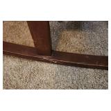 Vintage Wooden Rocking Chair with Upholstered Seat. and back.  22.75"W x 30"D x 31.5"H. Seat height 15". Holds weight but creeks heavily, may need some tightening