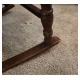 Vintage Wooden Rocking Chair with Upholstered Seat. and back.  22.75"W x 30"D x 31.5"H. Seat height 15". Holds weight but creeks heavily, may need some tightening