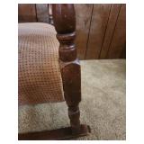 Vintage Wooden Rocking Chair with Upholstered Seat. and back.  22.75"W x 30"D x 31.5"H. Seat height 15". Holds weight but creeks heavily, may need some tightening