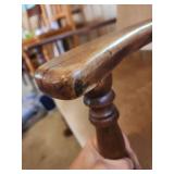 Vintage Wooden Rocking Chair with Upholstered Seat. and back.  22.75"W x 30"D x 31.5"H. Seat height 15". Holds weight but creeks heavily, may need some tightening