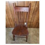 Antique Early American Arrow Back Chair 16.5"W x 18"D x 40"H. Seat height 17" Has split down middle of chair, chair is still sturdy and can be sat in