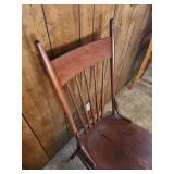 Antique Early American Arrow Back Chair 16.5"W x 18"D x 40"H. Seat height 17" Has split down middle of chair, chair is still sturdy and can be sat in