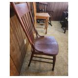 Antique Early American Arrow Back Chair 16.5"W x 18"D x 40"H. Seat height 17" Has split down middle of chair, chair is still sturdy and can be sat in