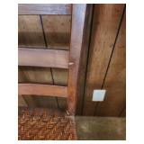 Vintage Wooden Ladder Back Chair with Woven Rotan Seat. Sturdy, good condition. 17.5"W x 13.5"D x 33.5"H. Seat height 17"