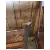 Vintage Wooden Ladder Back Chair with Woven Rotan Seat. Sturdy, good condition. 17.5"W x 13.5"D x 33.5"H. Seat height 17"