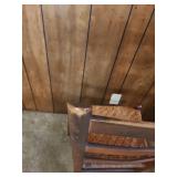 Vintage Wooden Ladder Back Chair with Woven Rotan Seat. Sturdy, good condition. 17.5"W x 13.5"D x 33.5"H. Seat height 17"