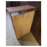 Pine Wood 2-Tier Bookcase with ornate sides.  25" W x 11.25" D x  42 1/8" H.  Lower shelf 16"H upper shelf 17.5"H