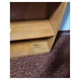 Mid Century 4-tier wood Bookshelf 30.75"W x 9.5"D x 48"H. Heavy finish wear, but stable