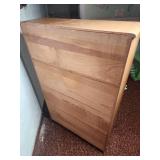 Mid Century 4-tier wood Bookshelf 30.75"W x 9.5"D x 48"H. Heavy finish wear, but stable