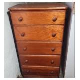 Vintage 5-Drawer Solid Wood Chest of Drawer.  24"W x 15.75"D x 42"H. Has lost integrity, wiggles when moved, would need repair.