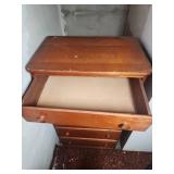 Vintage 5-Drawer Solid Wood Chest of Drawer.  24"W x 15.75"D x 42"H. Has lost integrity, wiggles when moved, would need repair.