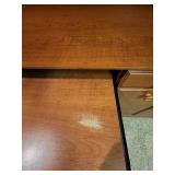 Wood laminate Computer Desk with Hutch. 57" 1/8 W x 23.5" D x 70"H. In the basement, hutch is removable for transport.  Very good condition.