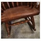 Vintage carved back Wood Rocking Chair - Broken needs repair, see description -  20.5" W x 29" D x 39"H . Seat height 17"H