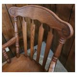 Vintage carved back Wood Rocking Chair - Broken needs repair, see description -  20.5" W x 29" D x 39"H . Seat height 17"H