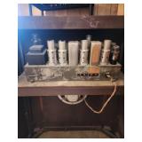 Vintage 1940s Silvertone Floor Radio Cabinet 30"W x 13"D x 34"H - Powers on, has been known to play in the past