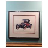 1916 Chevrolet Royal Mail Roadster Classic Car Illustration Print Framed 19"W x 16.5"H